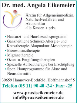 Praxis Frau Dr. med. Angela Eikemeier in Hannover. Klassische Schulmedizin Praxis Frau Dr. med. Angela Eikemeier in Hannover. Klassische Schulmedizin