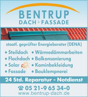 Visitenkarte der Firma Bentrup Dach + Fassade