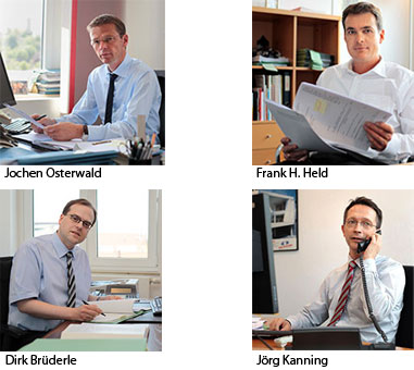 die Rechtsanwälte Jochen Osterwald, Frank H. Held, Dirk Brüderle und Jörg Kanning die Rechtsanwälte Jochen Osterwald, Frank H. Held, Dirk Brüderle und Jörg Kanning