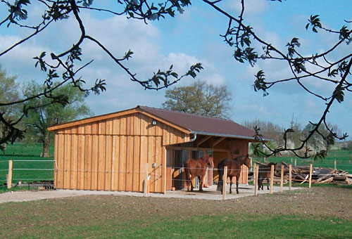 Remise mit Lärchenverkleidung als Pferdestall