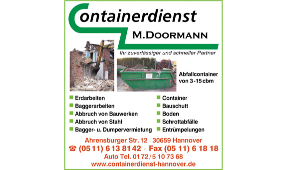Containerdienst M. Doormann - Kontaktdaten und Leistungen auf einen Blick