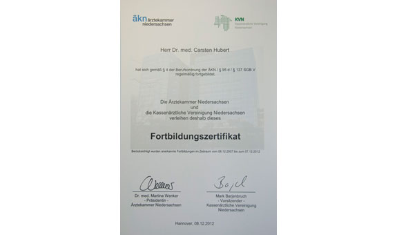 Regelmäßige berufsbegleitende Fortbildung (CME – continous medical education) mit Zertifizierung und Qualitätszirkelarbeit (NeuroN Hannover)