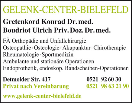 Bild 1 Gelenk-Center-Bielefeld, Priv.-Doz. Dr. med. Ulrich Boudriot, Prof. Dr. med. Thomas Lichtinger in Bielefeld