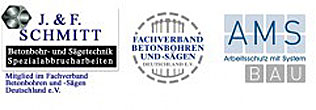 Die Firma J. & F. Schmitt GmbH Betonbohr- und Sägetechnik ist Mitglied im Fachverband Betonbohren und -sägen Deutschland e.V. Die Firma J. & F. Schmitt GmbH Betonbohr- und Sägetechnik ist Mitglied im Fachverband Betonbohren und -sägen Deutschland e.V.