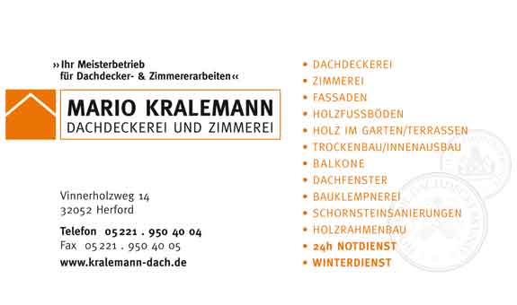 Ihr Meisterbetrieb für Dachdecker- und Zimmererarbeiten in Herford, Bielefeld und OWL Ihr Meisterbetrieb für Dachdecker- und Zimmererarbeiten in Herford, Bielefeld und OWL