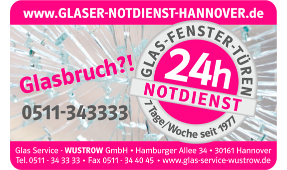 Glasnotdienst - 24 Stunden, 7 Tage die Woche