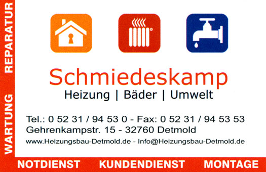 Visitenkarte der Firma Schmiedeskamp aus Detmold