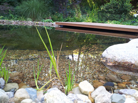 Teich mit Holzterrasse Teich mit Holzterrasse
