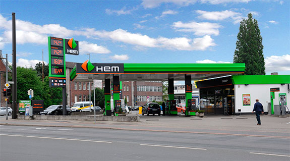 Unsere HEM-Tankstelle bietet Ihnen günstige Preise, einen hervorragenden Service 
und eine moderne Autowaschanlage.