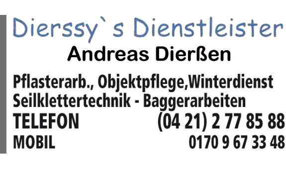 Dierssy's Dienstleister, Garten- und Landschaftsbau, Lohnbaggerei