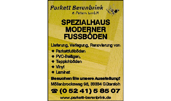 Visitenkarte der Parkett Berenbrink & Peters GmbH