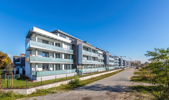Erweiterter Rohbau von 113 Mietwohnungen mit vier Tiefgaragen im Rahmen des Projekts SüdSüdwest in Hannover-Misburg