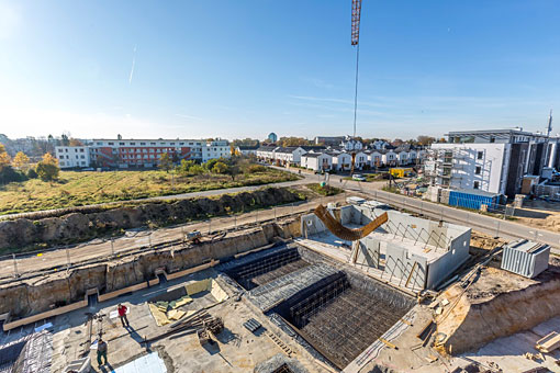 Verlegung von 65 t Stahl im Tiefgaragenteil des Baufeldes D, Projekt: SüdSüdwest Verlegung von 65 t Stahl im Tiefgaragenteil des Baufeldes D, Projekt: SüdSüdwest