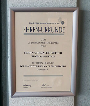 Auszeichnung von der Handwerkskammer Magdeburg. Auszeichnung von der Handwerkskammer Magdeburg.