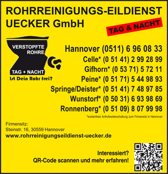 Rohrreinigungs-Eildienst Uecker GmbH - Tag und Nacht erreichbar