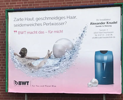 Perlwasser- und Kalkschutzanlagen oder die Aufbereitung von Wasser - Anlagen von BWT werden von uns installiert