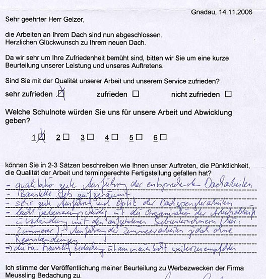 Eine weitere Beurteilung durch einen Kunden Eine weitere Beurteilung durch einen Kunden