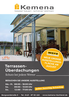 Ausstellung auch für exklusive Terrassen-Überdachungen