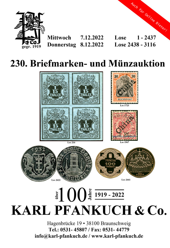 Karl Pfankuch & Co - Münzen, Briefmarken, Sammlungen