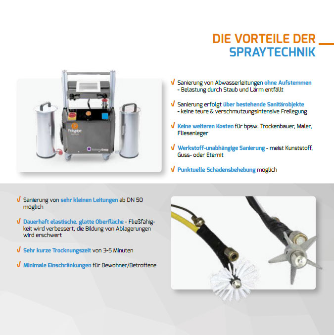 Spraytechnik bei der Rohrreinigung