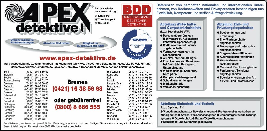 Bild 1 Detektei Apex Detektive GmbH Bremen in Bremen