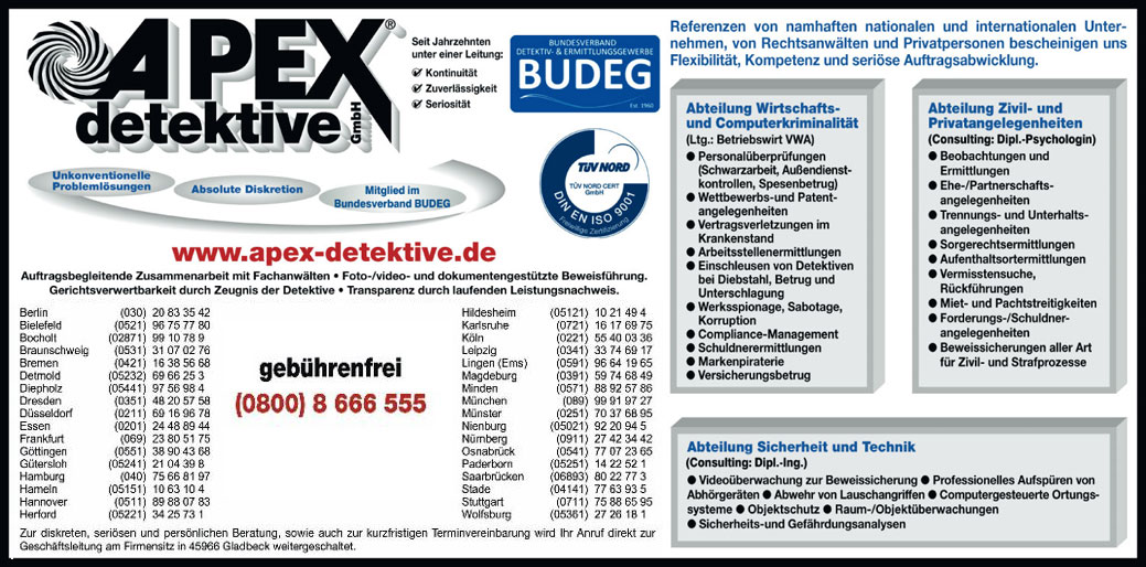 Detektei Apex Detektive GmbH in Halle (Saale) - Logo Detektei Apex Detektive GmbH in Halle (Saale) - Logo