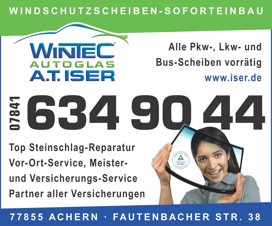 Anzeige der Firma Wintec Autoglas A.T.Iser