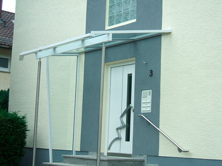 Vordach-Konstruktion aus pulverbeschichtetem Aluminium, Stahl oder Edelstahl
