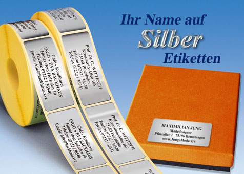 Ihr Name auf Silberfolie