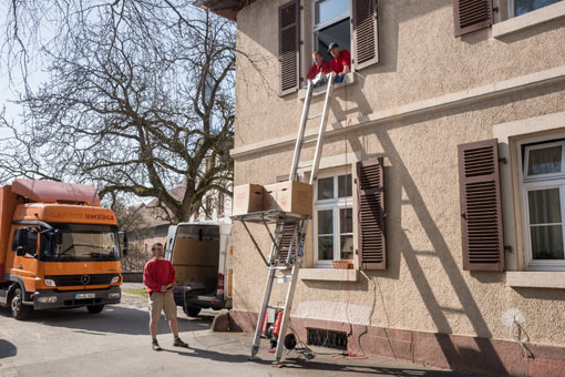 Unser Außenlift bis zu einer Höhe von 25m.