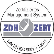 Wir sind zertifiziert nach DIN EN ISO 9001 und DIN EN ISO 14001.