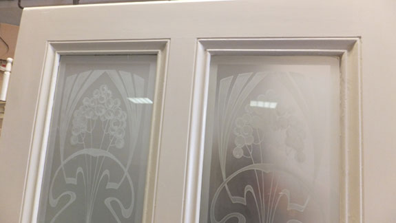 Innentürblatt mit Ornamentglasscheiben Innentürblatt mit Ornamentglasscheiben