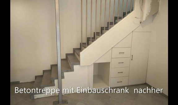 Betontreppe mit Einbauschrank nachher