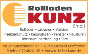 Rollladen Kunz GmbH Meisterbetrieb Sonnenschutztechnik in Marxzell - Logo